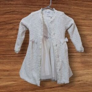 Nannette Textured Girls' Dress and Coat with Bow Accents 4T